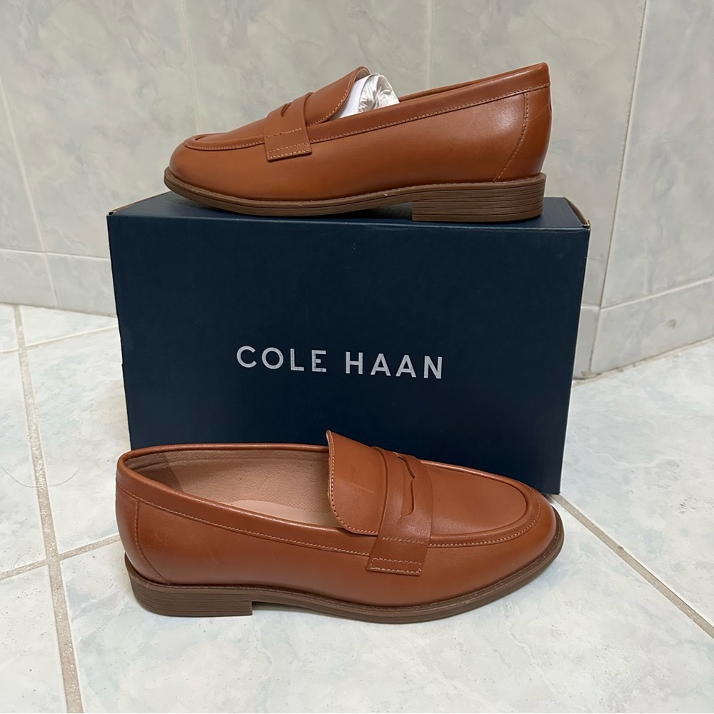 NWT Cole Haan Haverhill Women's Tan Leather Penny Loafers Size 6.5